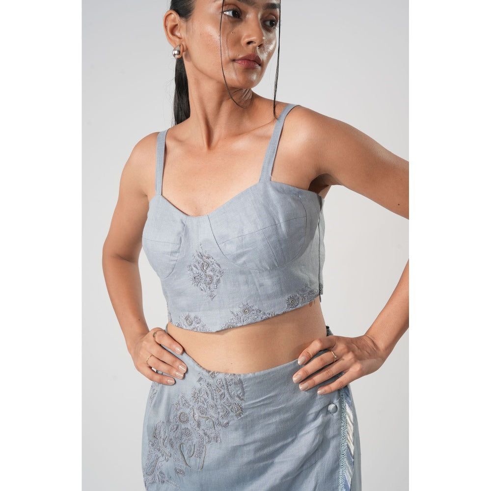 Orthodox Purple Warli-Embroidered Hemp Bustier