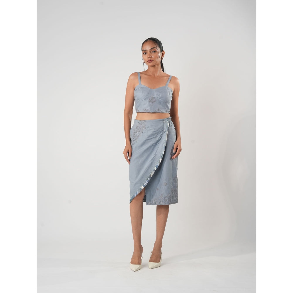 Orthodox Purple Warli-Embroidered Hemp Bustier