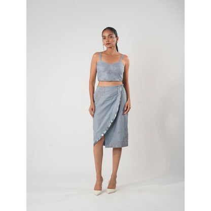 Orthodox Purple Warli-Embroidered Hemp Bustier