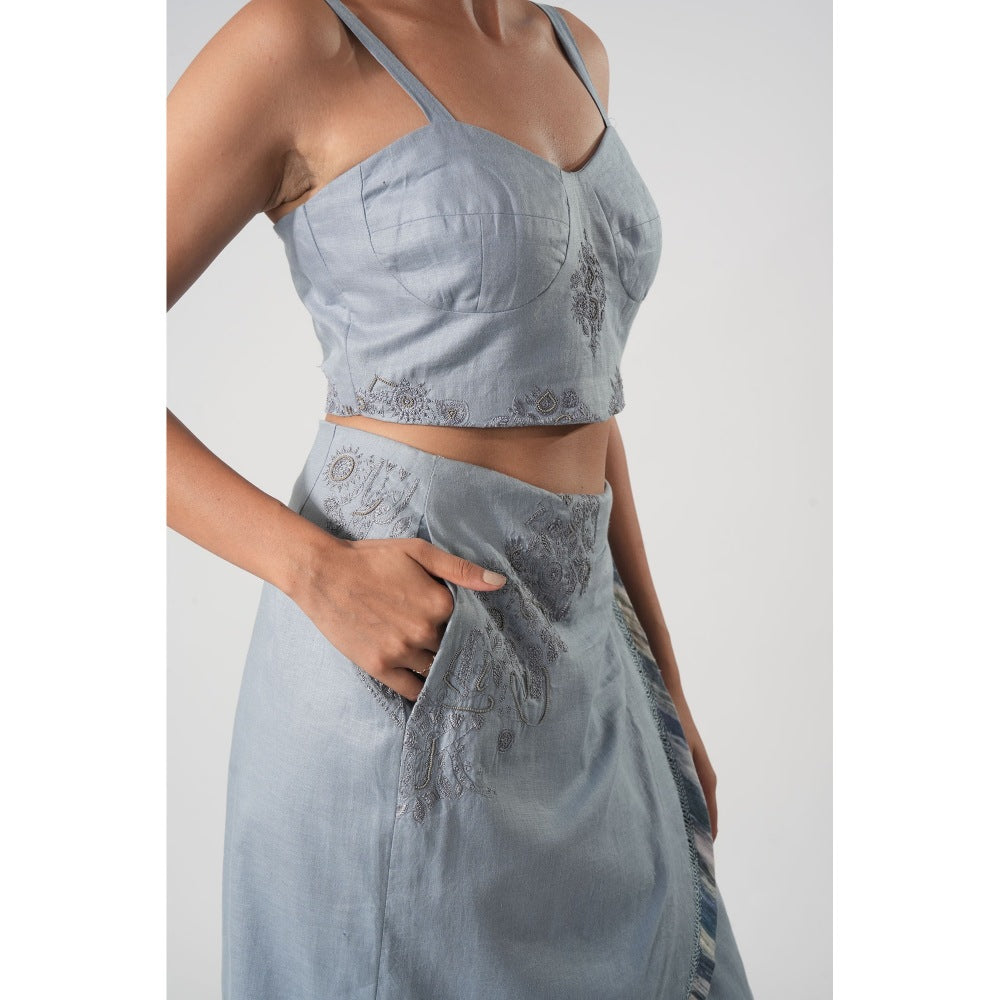 Orthodox Purple Warli-Embroidered Hemp Bustier