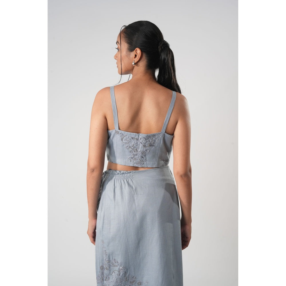 Orthodox Purple Warli-Embroidered Hemp Bustier