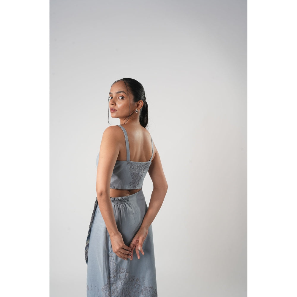 Orthodox Purple Warli-Embroidered Hemp Bustier