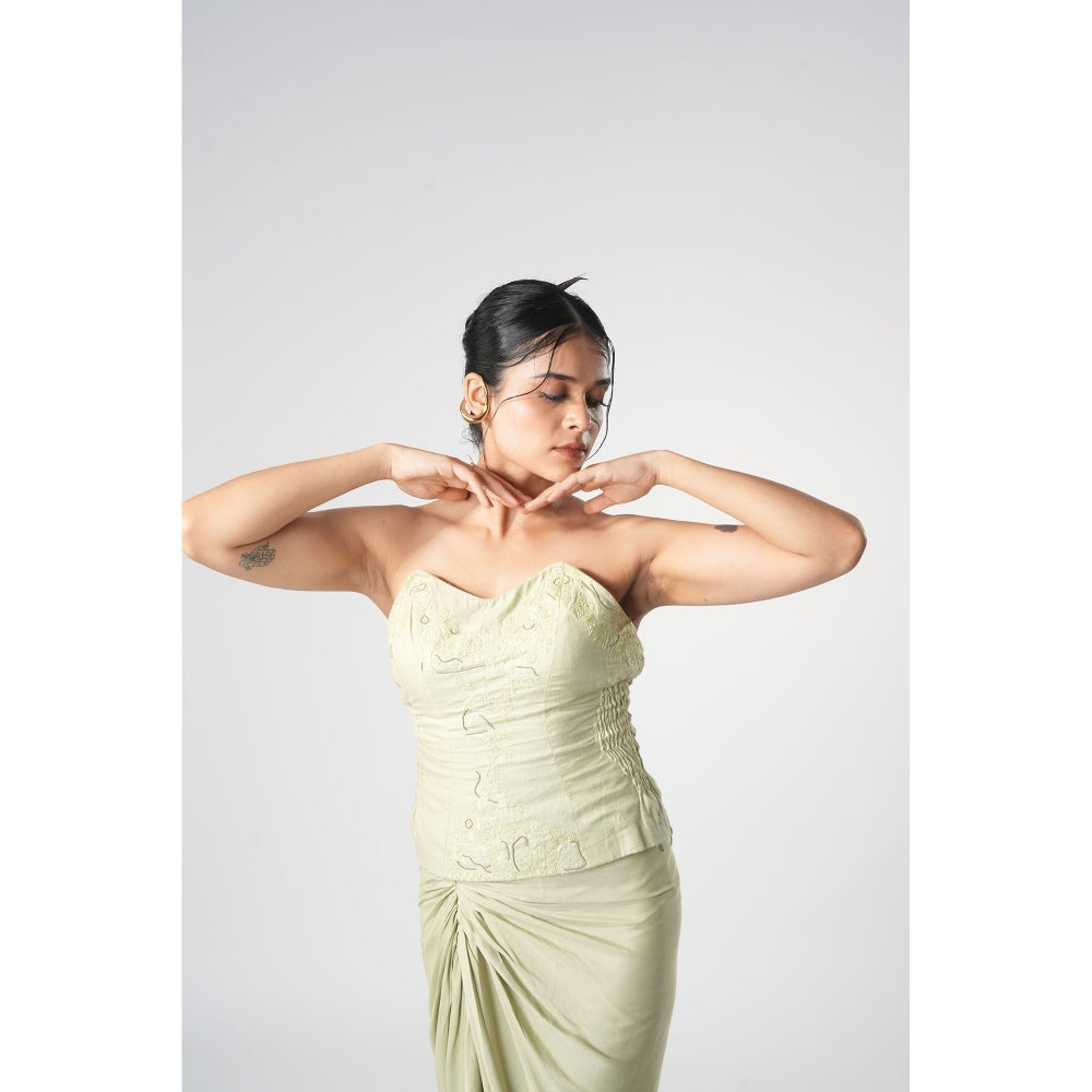Orthodox Green Chic Warli Style Corset Crop Top