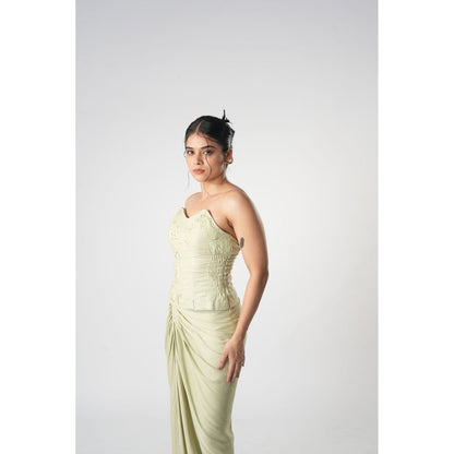 Orthodox Green Chic Warli Style Corset Crop Top