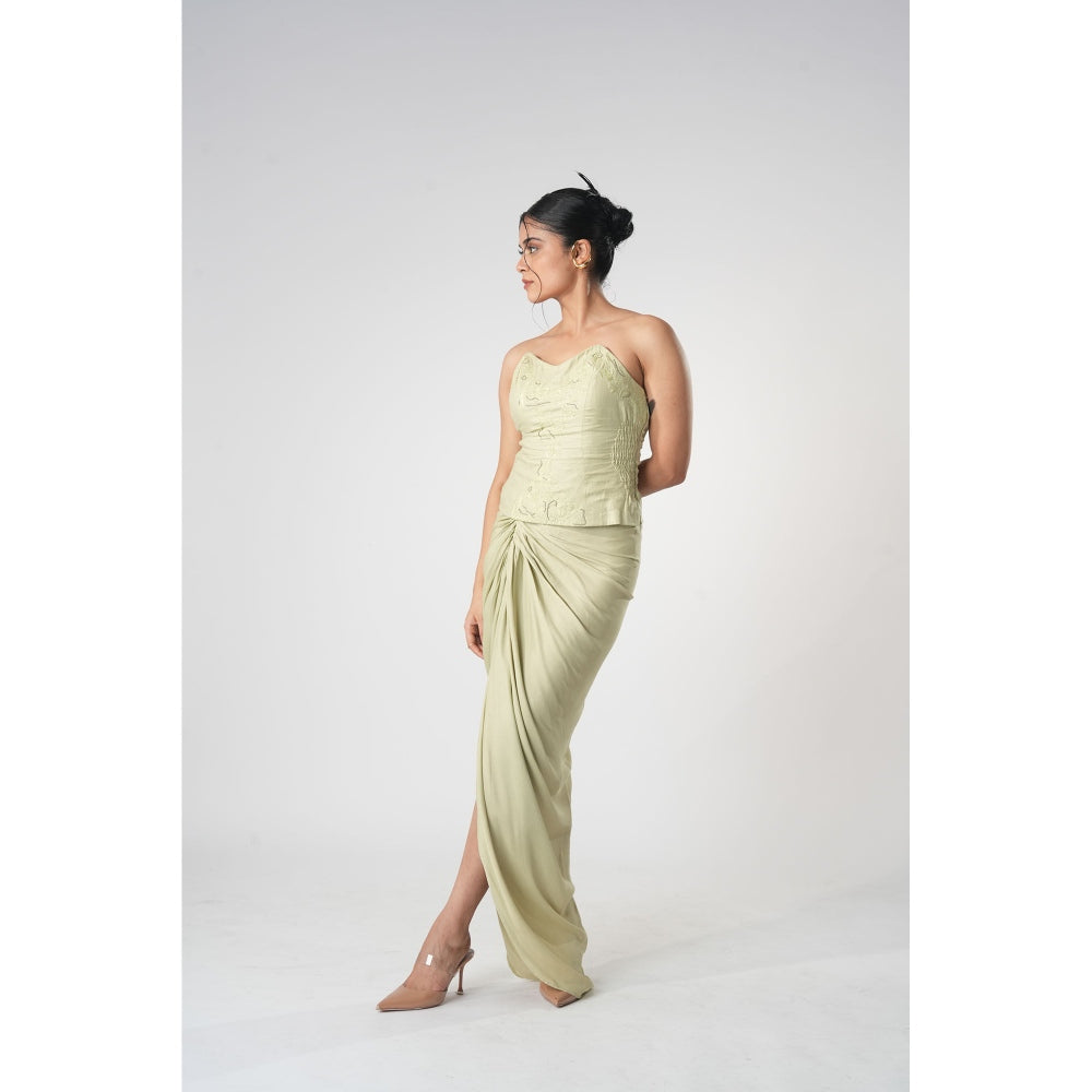 Orthodox Green Chic Warli Style Corset Crop Top