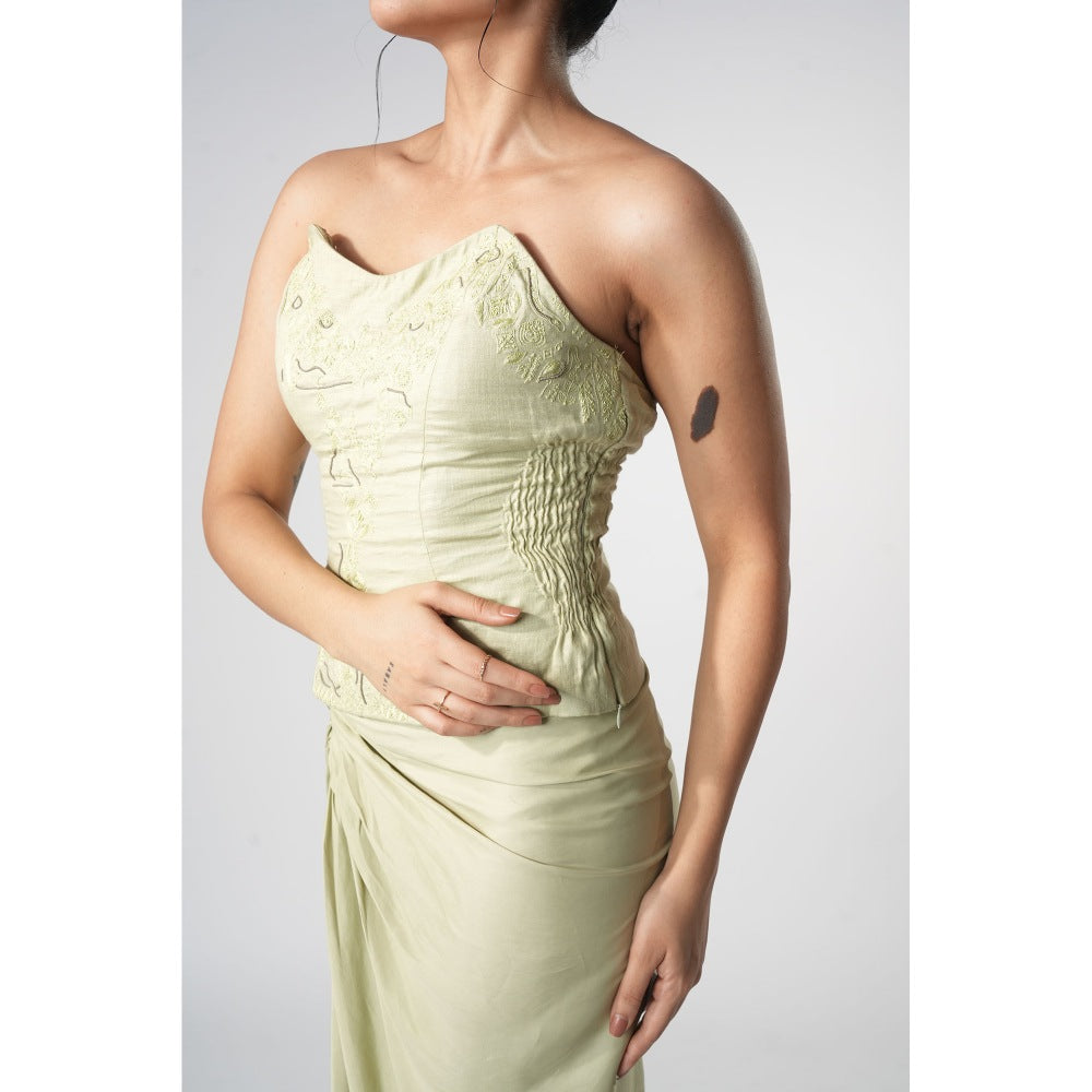 Orthodox Green Chic Warli Style Corset Crop Top