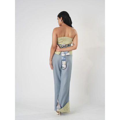 Orthodox Green Vaanya Draped Warli Embroidery Top with Belt