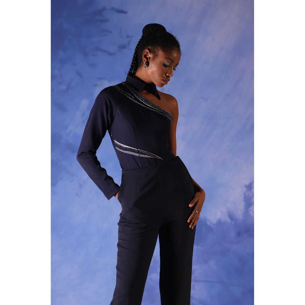 Orthodox Navy Blue One-Shoulder Bodysuit