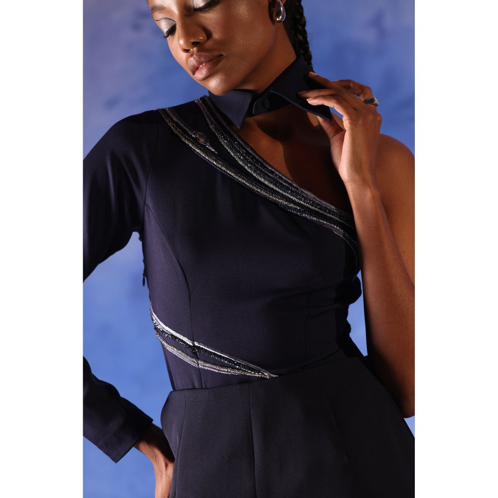 Orthodox Navy Blue One-Shoulder Bodysuit