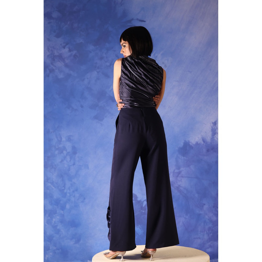 Orthodox Navy Blue Maat River Flow Drape Top