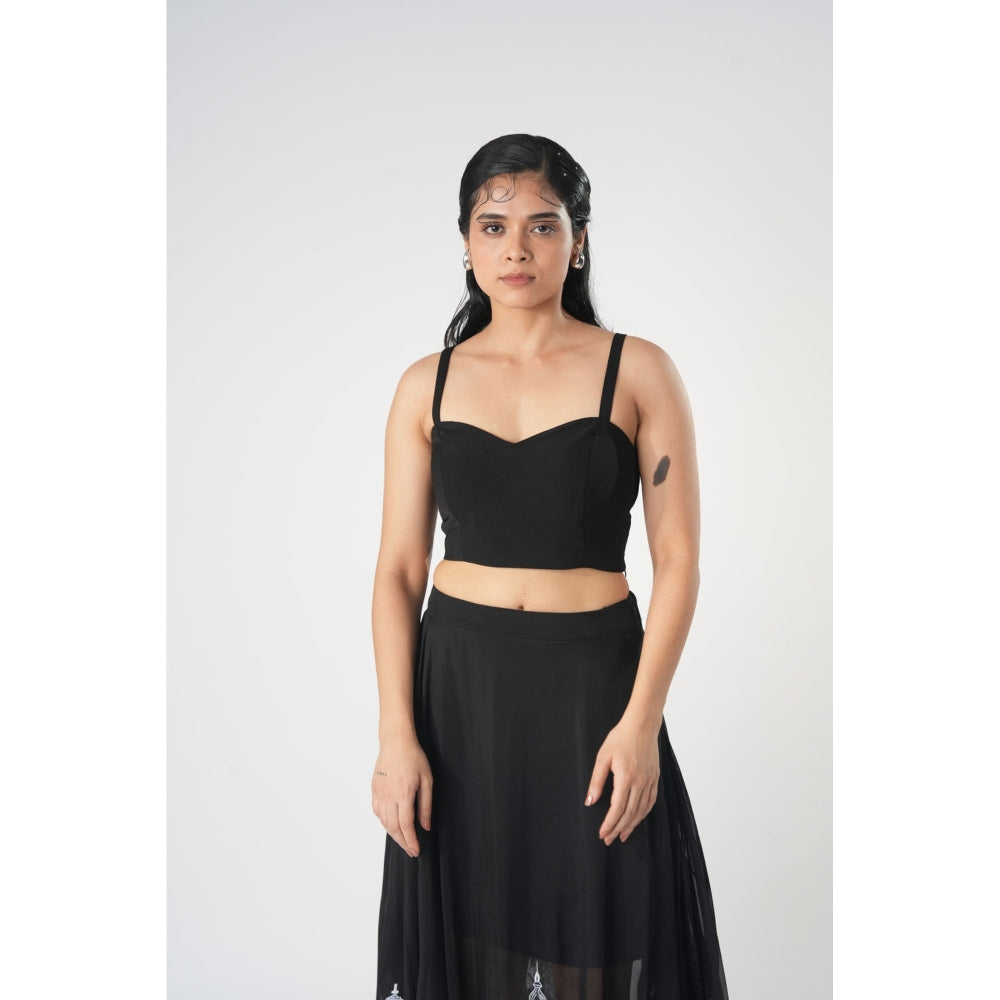 Orthodox Black Refined Sweetheart Banana Crepe Crop Top