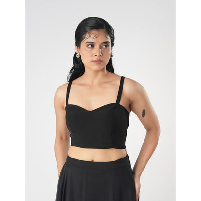 Orthodox Black Refined Sweetheart Banana Crepe Crop Top
