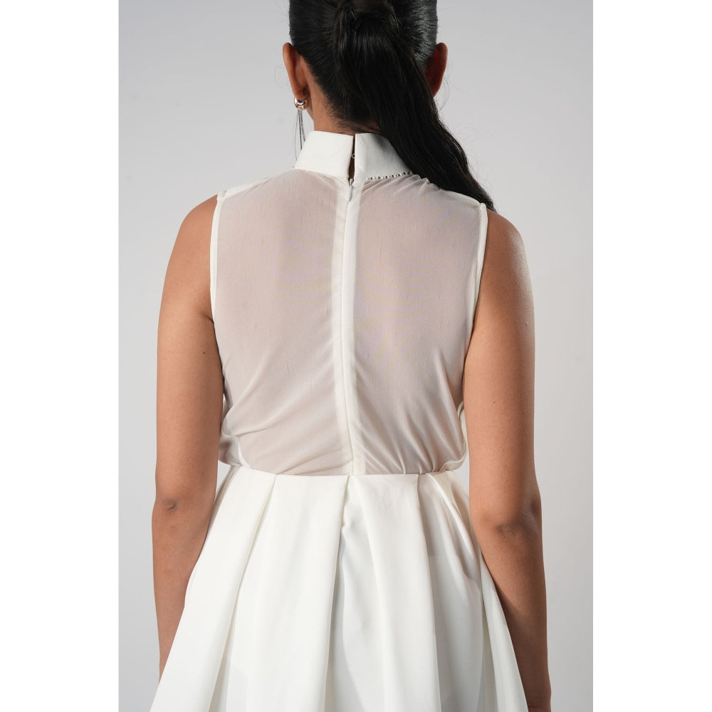 Orthodox White Organza Back Detail Bodysuit Top