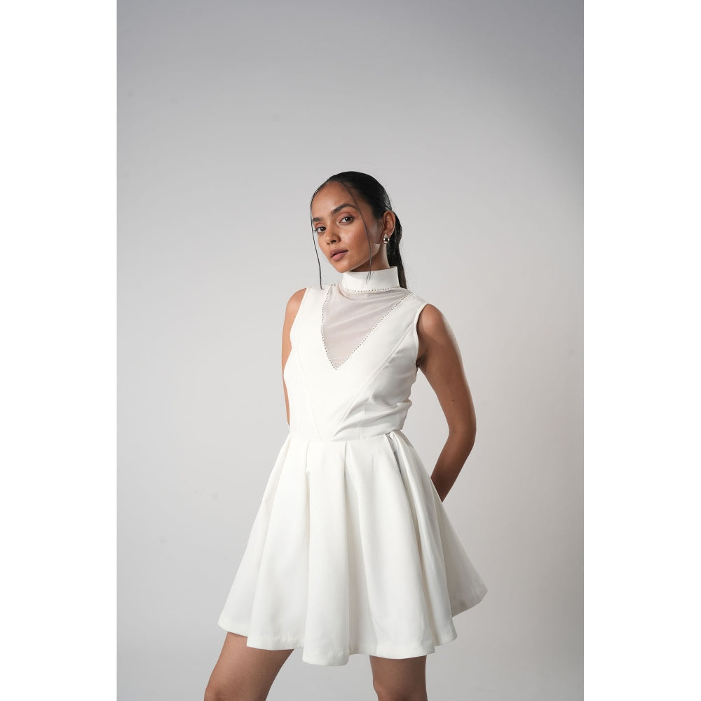 Orthodox White Organza Back Detail Bodysuit Top