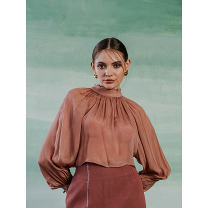 Orthodox Brown Imperial Gathered Top