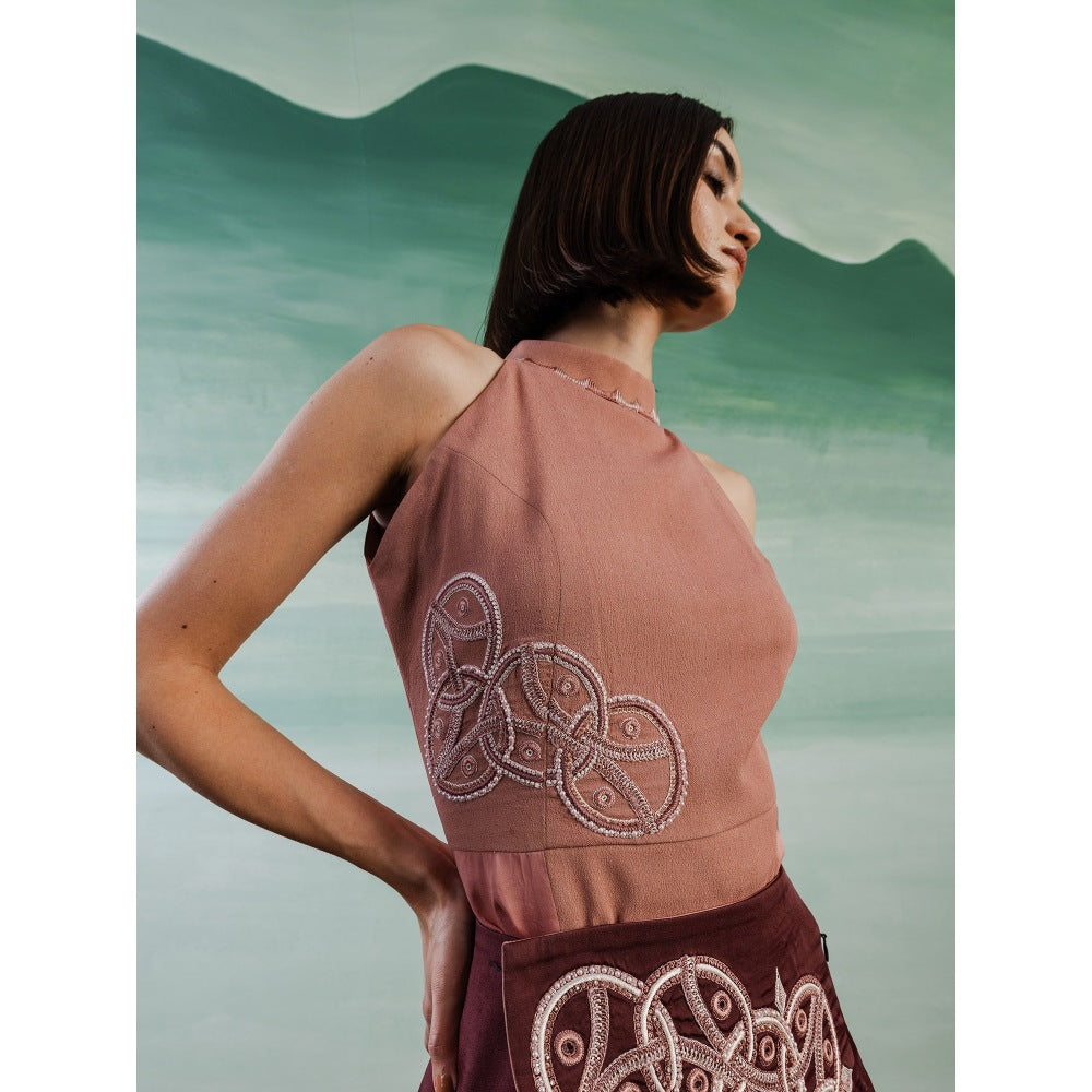 Orthodox Peach Aurelia Halter Neck Bodysuit