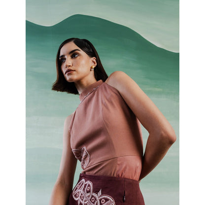 Orthodox Peach Aurelia Halter Neck Bodysuit