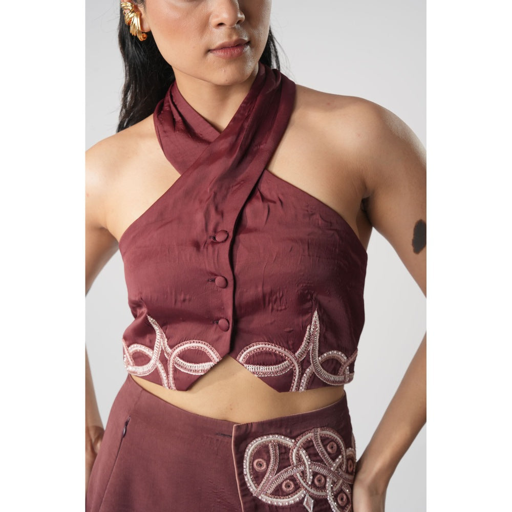 Orthodox Burgundy Wine Halter Neck Vest Top