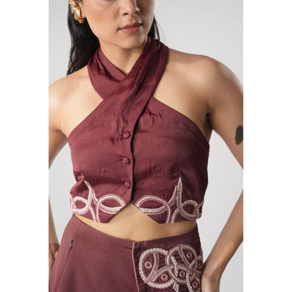 Orthodox Burgundy Wine Halter Neck Vest Top