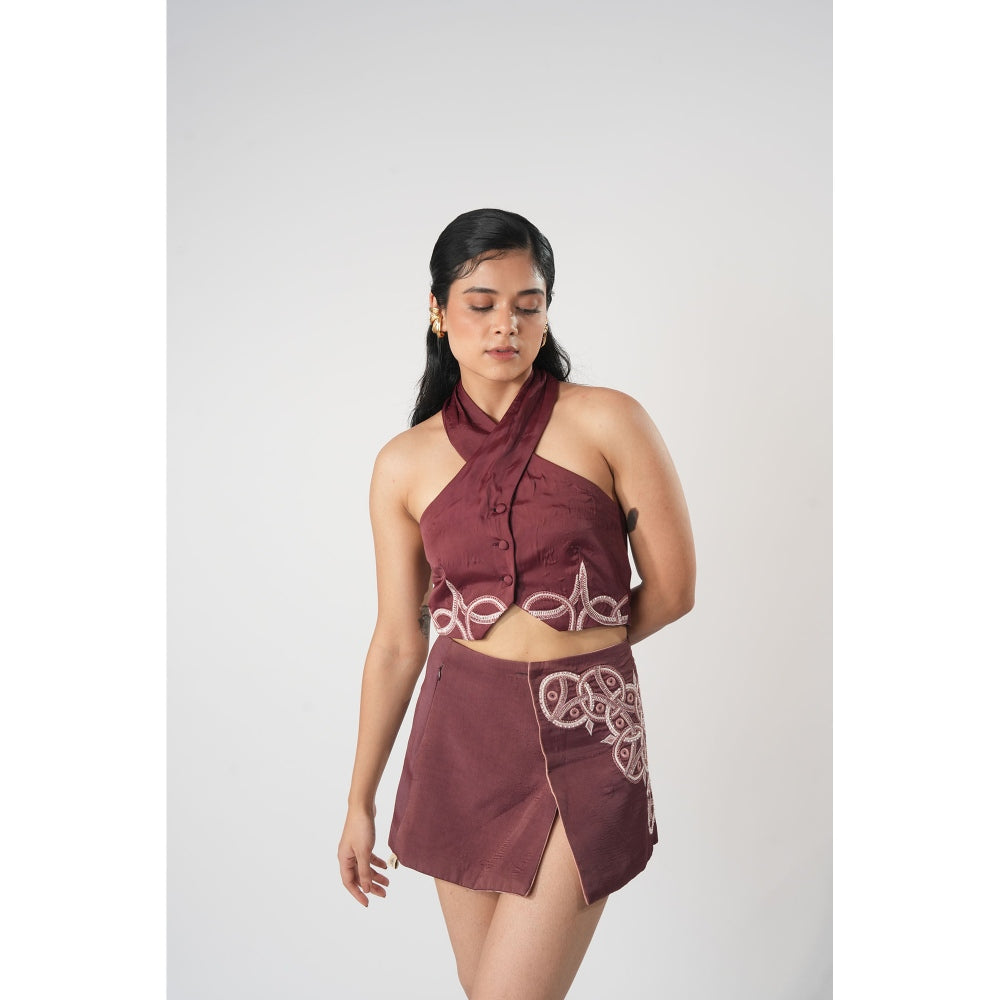 Orthodox Burgundy Wine Halter Neck Vest Top