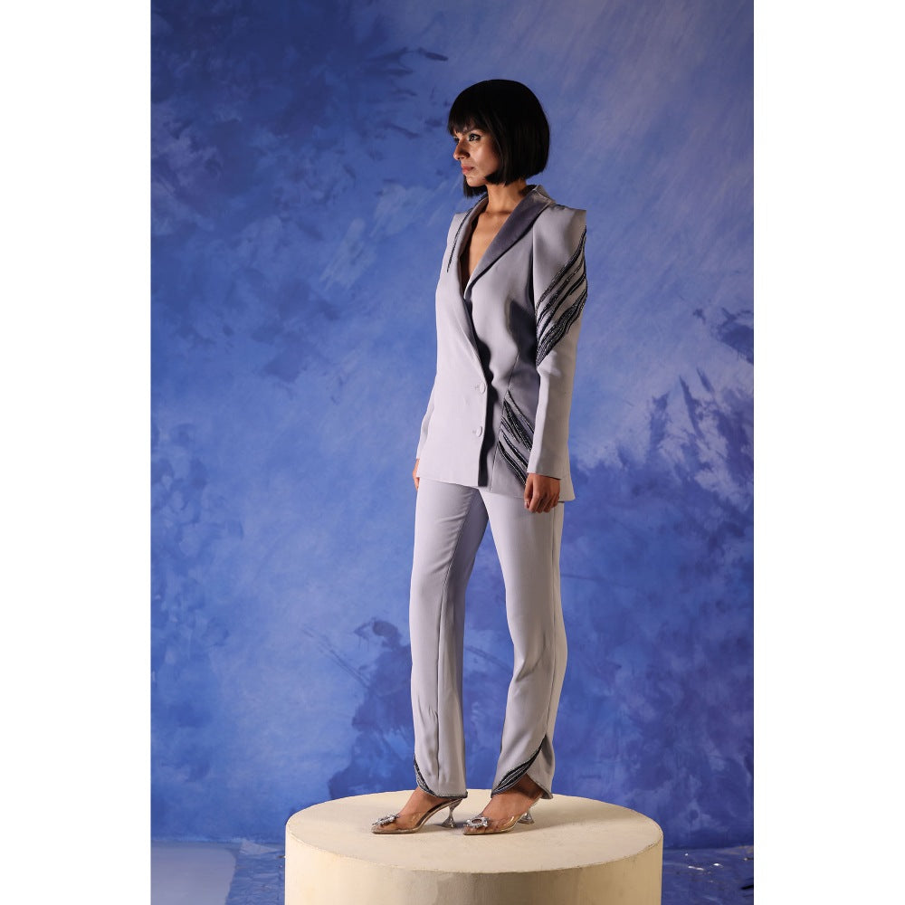 Orthodox Grey Italian-Style Blazer with Satin Lapels