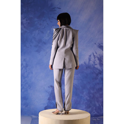 Orthodox Grey Italian-Style Blazer with Satin Lapels