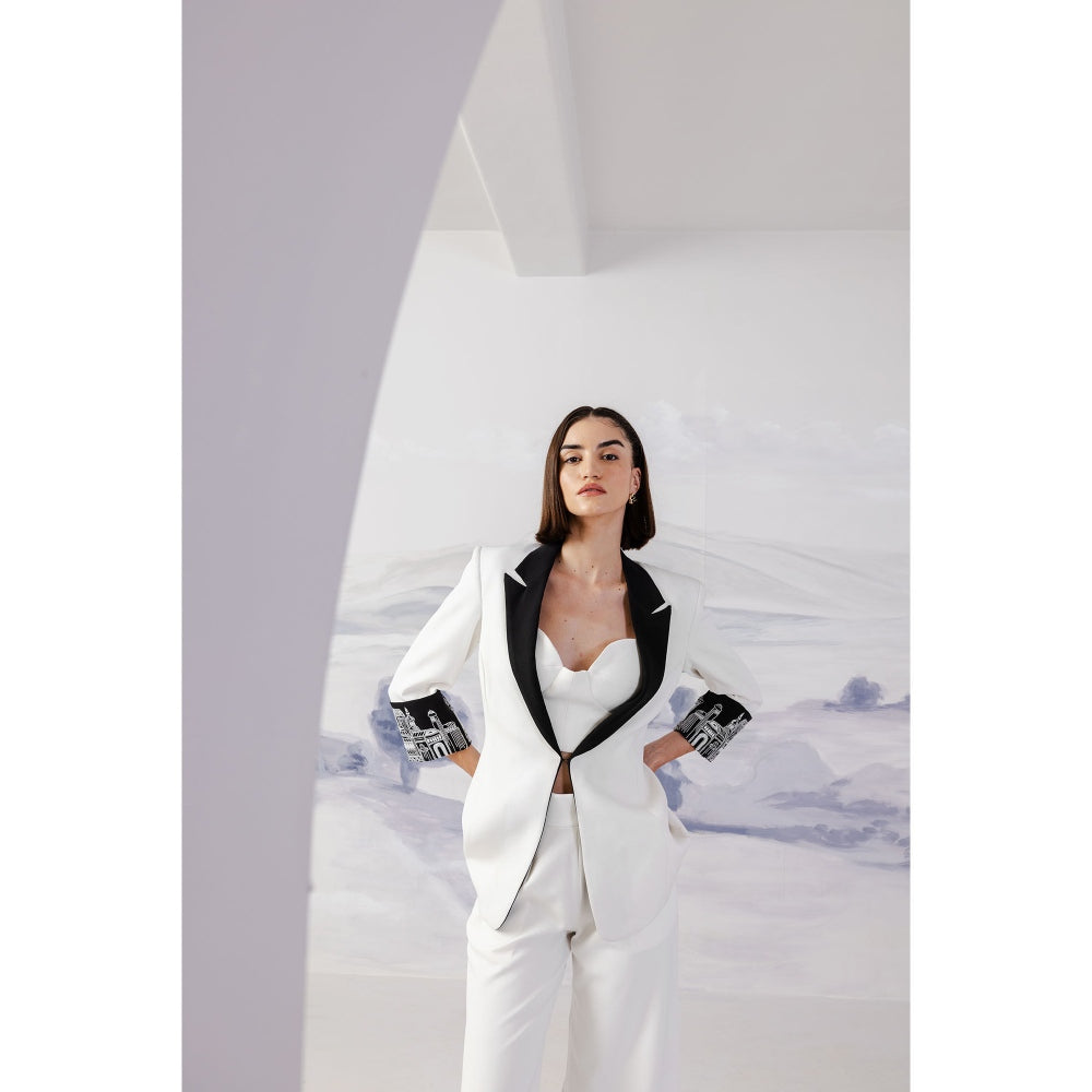 Orthodox White Embroidered Blazer