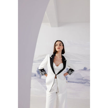 Orthodox White Embroidered Blazer