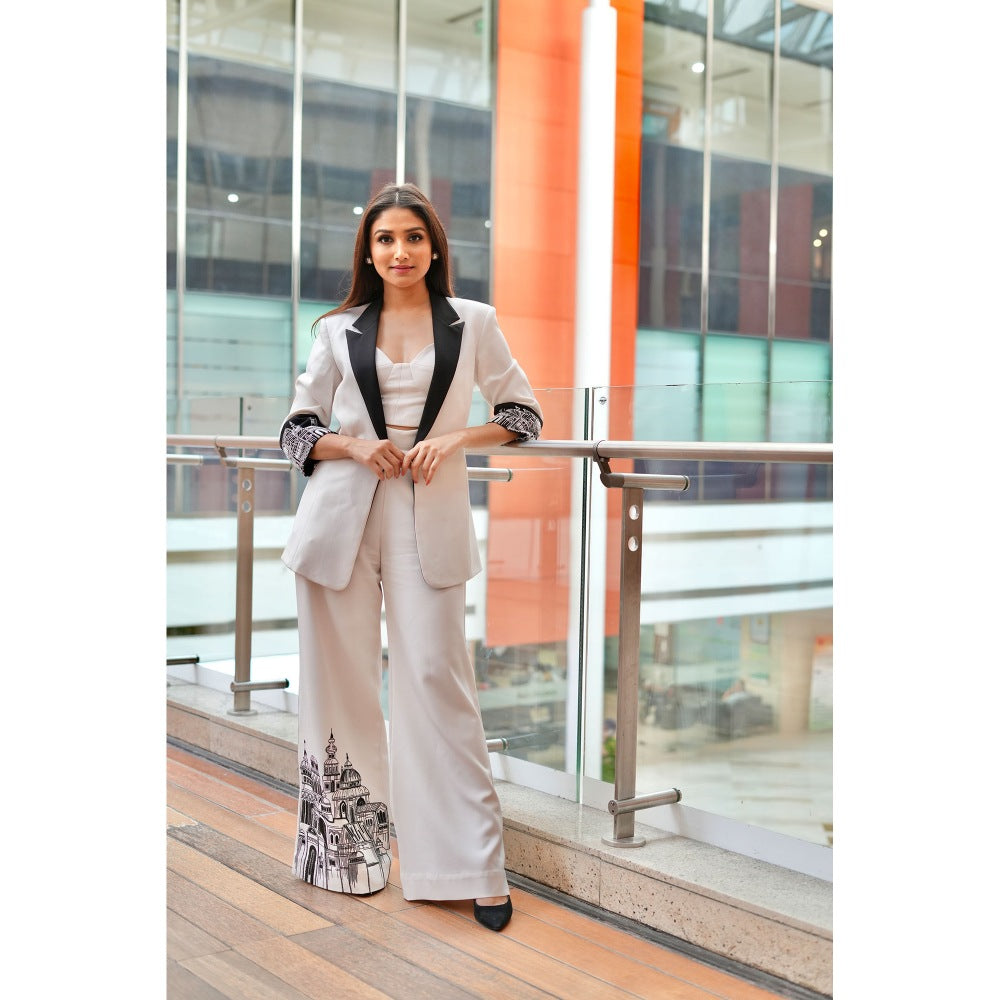 Orthodox White Embroidered Blazer