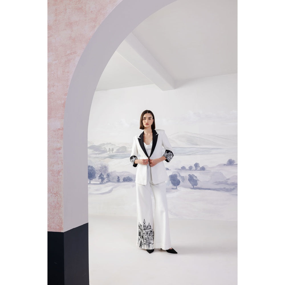 Orthodox White Embroidered Blazer