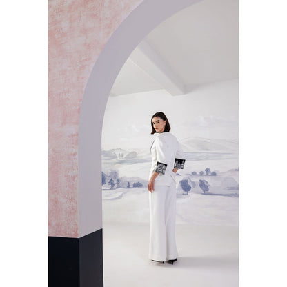 Orthodox White Embroidered Blazer