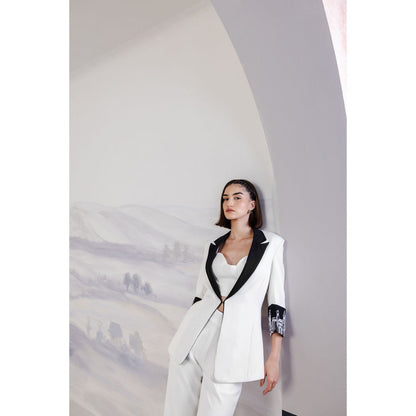 Orthodox White Embroidered Blazer