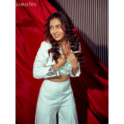 Orthodox White Criss-Cross Front Cropped Blazer