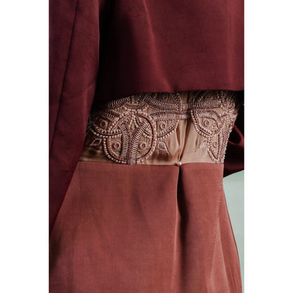 Orthodox Brown Imperial Aura Blazer with Regal Draping
