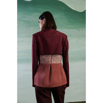 Orthodox Brown Imperial Aura Blazer with Regal Draping