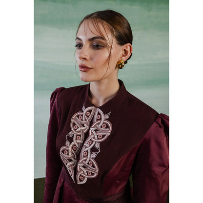 Orthodox Burgundy Celtic-Inspired Luxury Blazer with Modern Flair