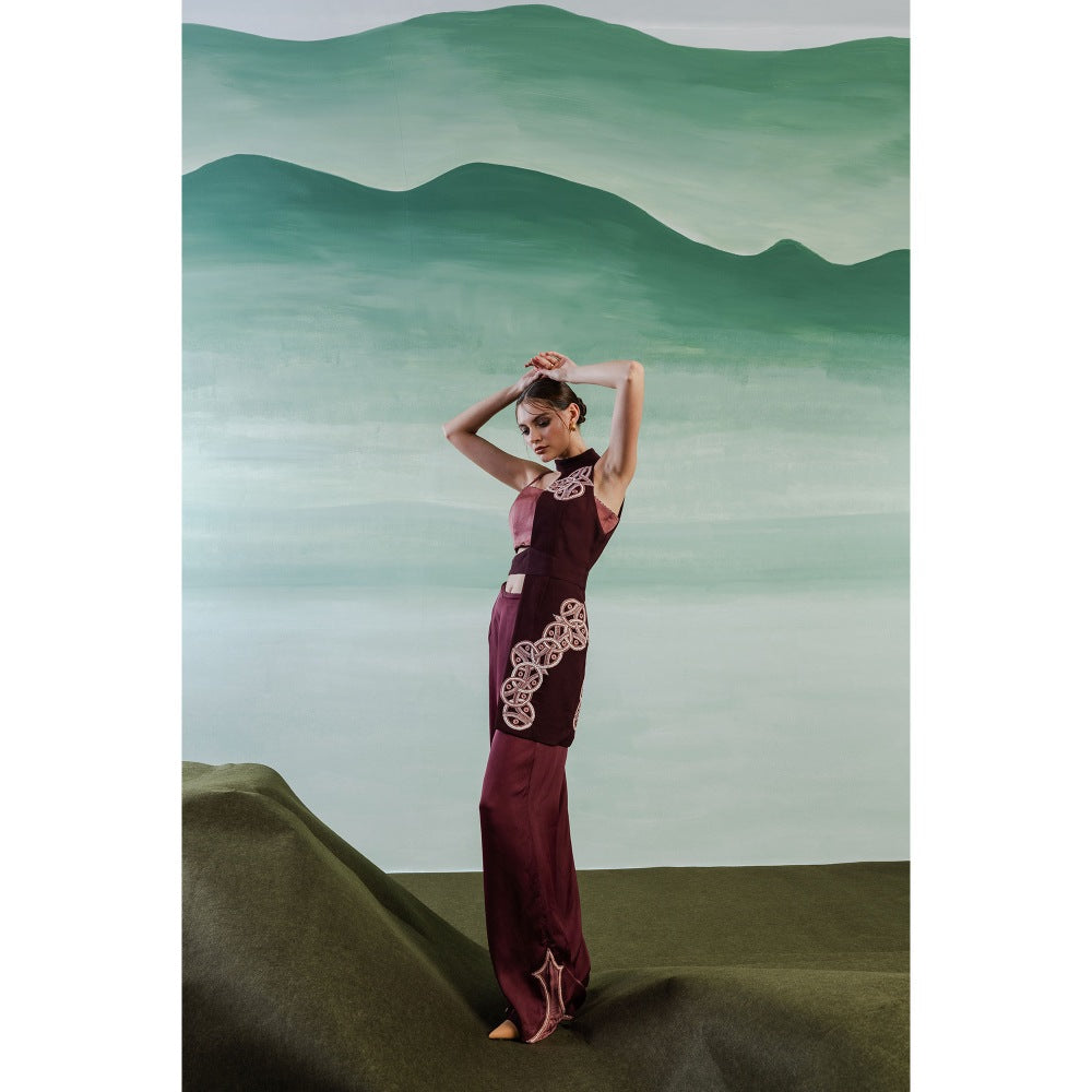 Orthodox Maroon Aurelian Elegance Half Overlay Jacket