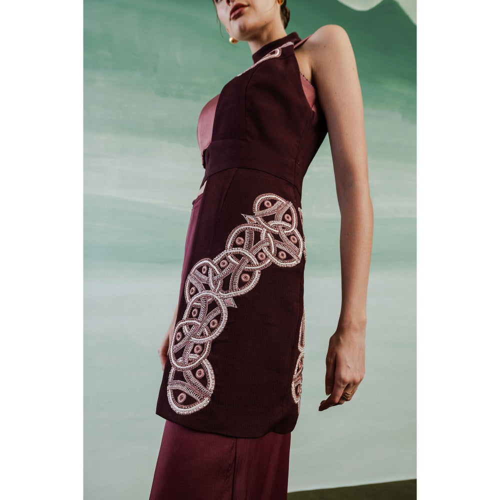 Orthodox Maroon Aurelian Elegance Half Overlay Jacket