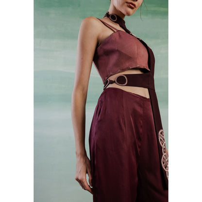 Orthodox Maroon Aurelian Elegance Half Overlay Jacket