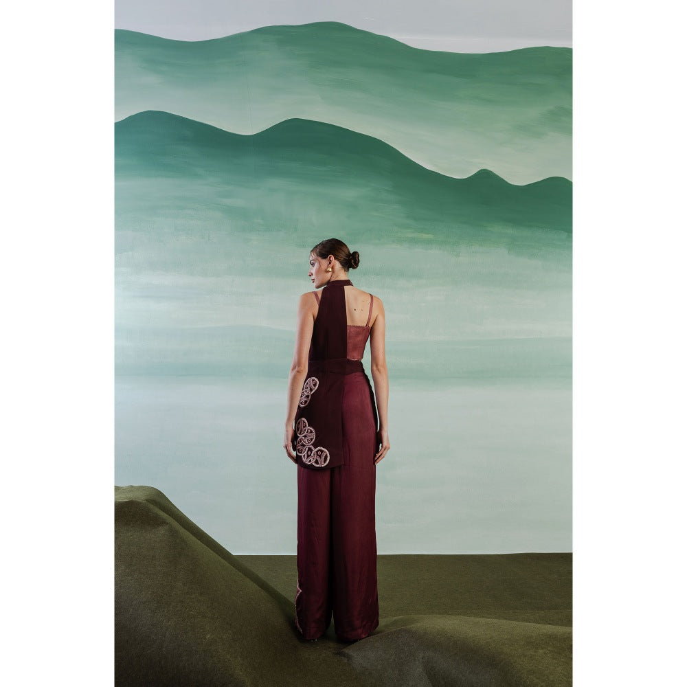 Orthodox Maroon Aurelian Elegance Half Overlay Jacket