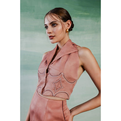 Orthodox Peach Aurelian Elegance Cropped Jacket