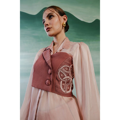 Orthodox Peach Imperium Asymmetrical Cropped Jacket