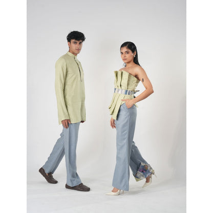 Orthodox Blue Hemp & Bamboo Trousers with Warli Motifs