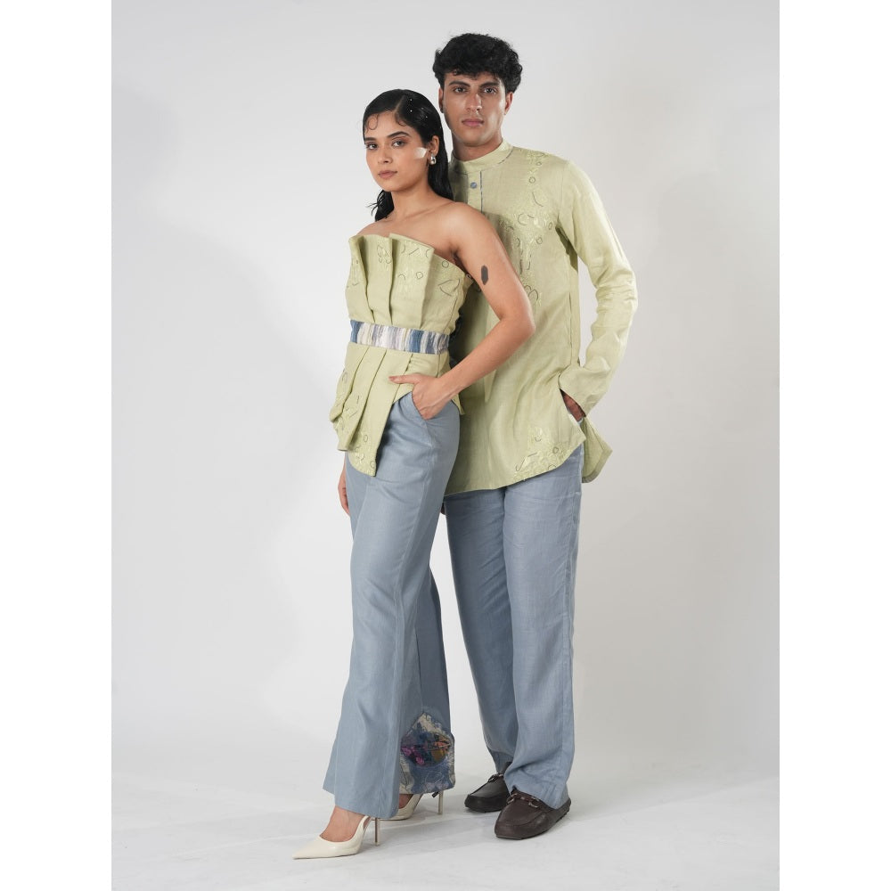 Orthodox Blue Hemp & Bamboo Trousers with Warli Motifs