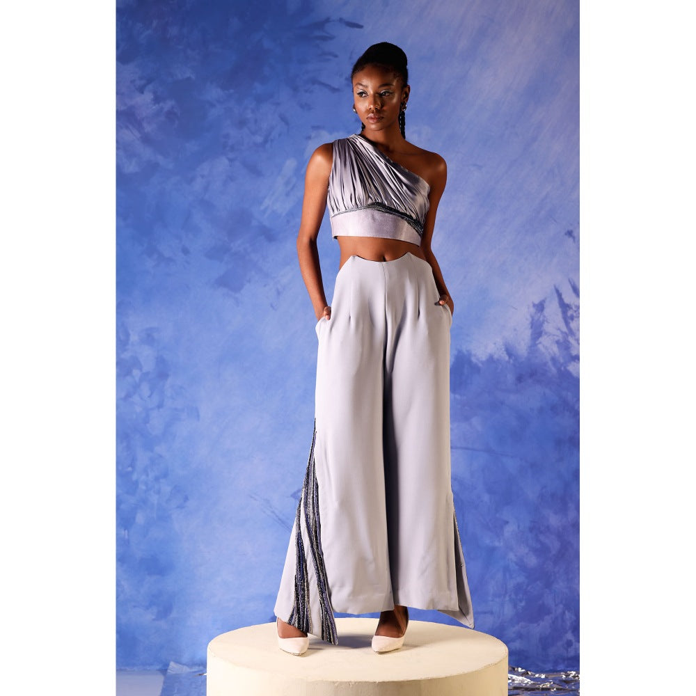 Orthodox Blue Rose Quartz Slit Trousers with Panel