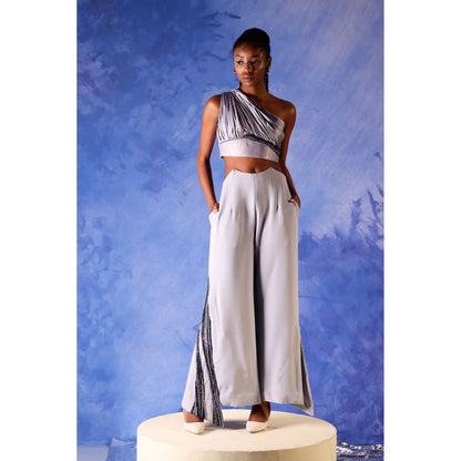 Orthodox Blue Rose Quartz Slit Trousers with Panel