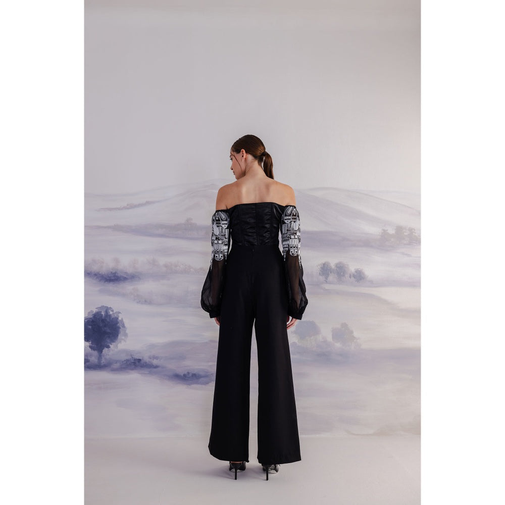 Orthodox Black Bold Roman-Tic Flared Trousers for Style