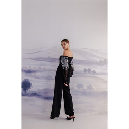 Orthodox Black Bold Roman-Tic Flared Trousers for Style