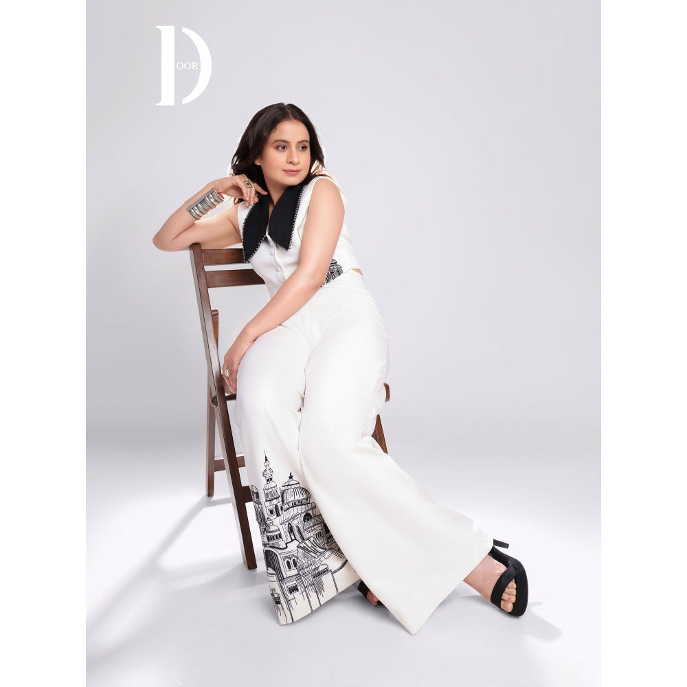 Orthodox White Aurelian Lopsided Trousers with Ancient Charm