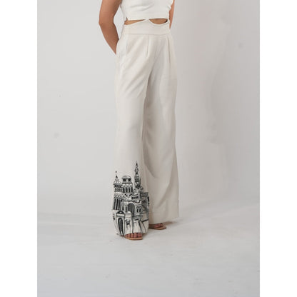 Orthodox White Aurelian Lopsided Trousers with Ancient Charm